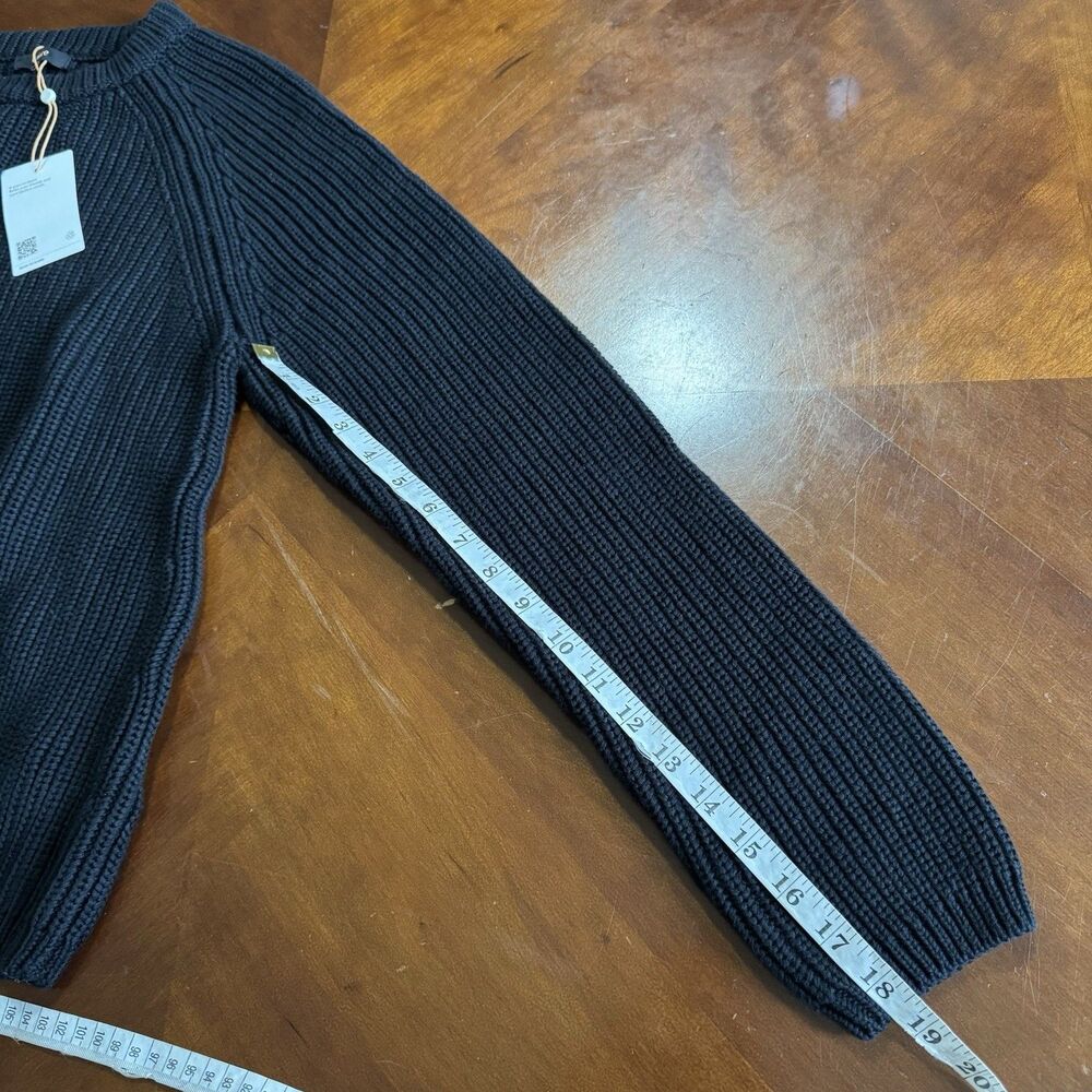 NEW Quince Sz L 100% Organic Cotton Fisherman Crew Neck Black Sweater Women’s - Picture 10 of 16